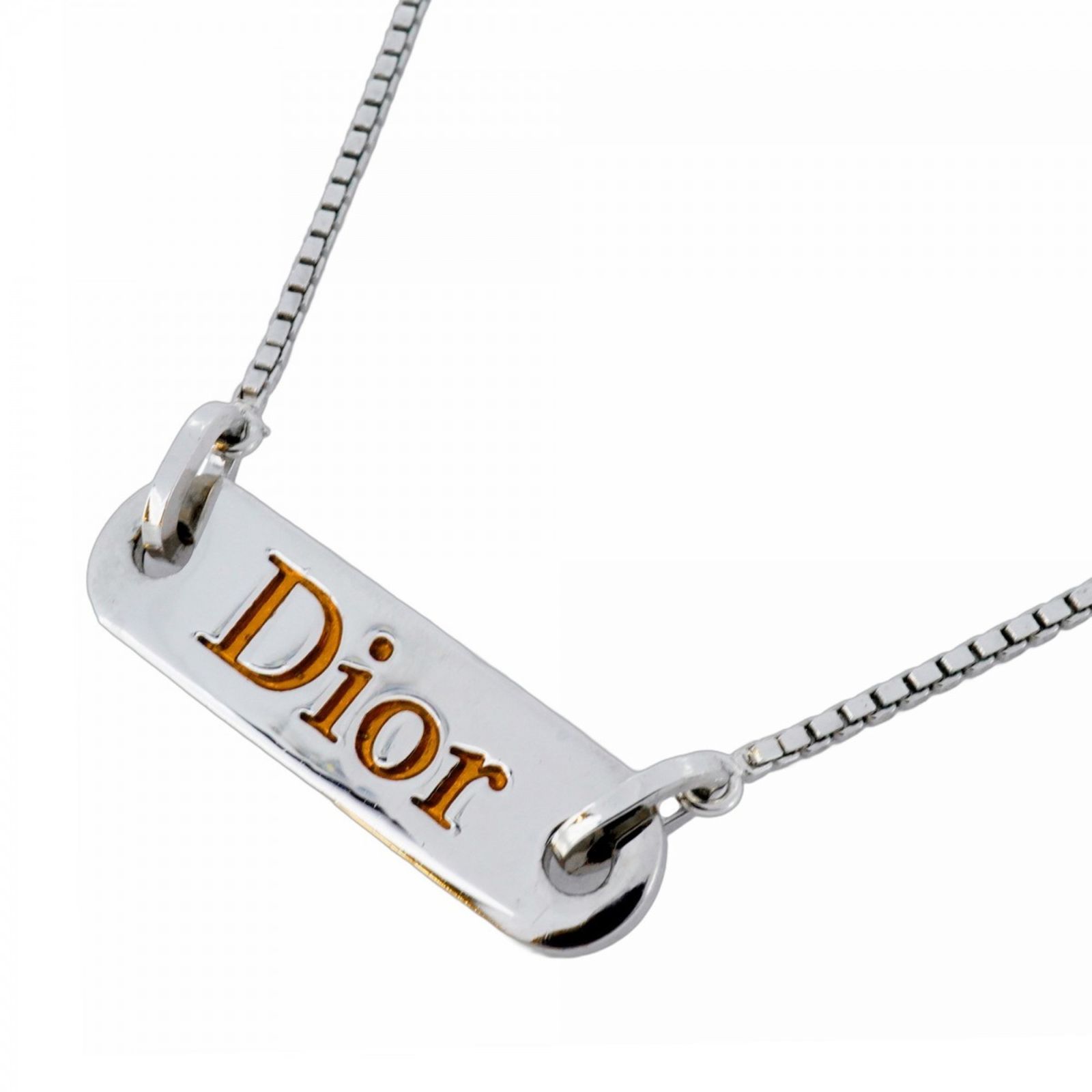 クリスチャン ディオール Christian Dior クリスチャンディオール ネックレス ディオール メタル シルバー オレンジレディース