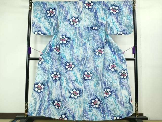 平和屋着物□極上 夏物 浴衣 有松鳴海絞り 草花文 綿 逸品 DZAB1058kh5