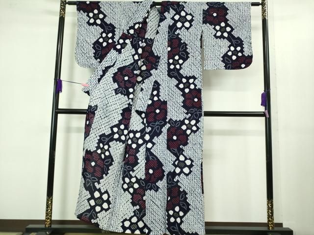 平和屋着物 上 夏物 浴衣 有松鳴海絞り 草花文 綿 ロング丈 kh 5