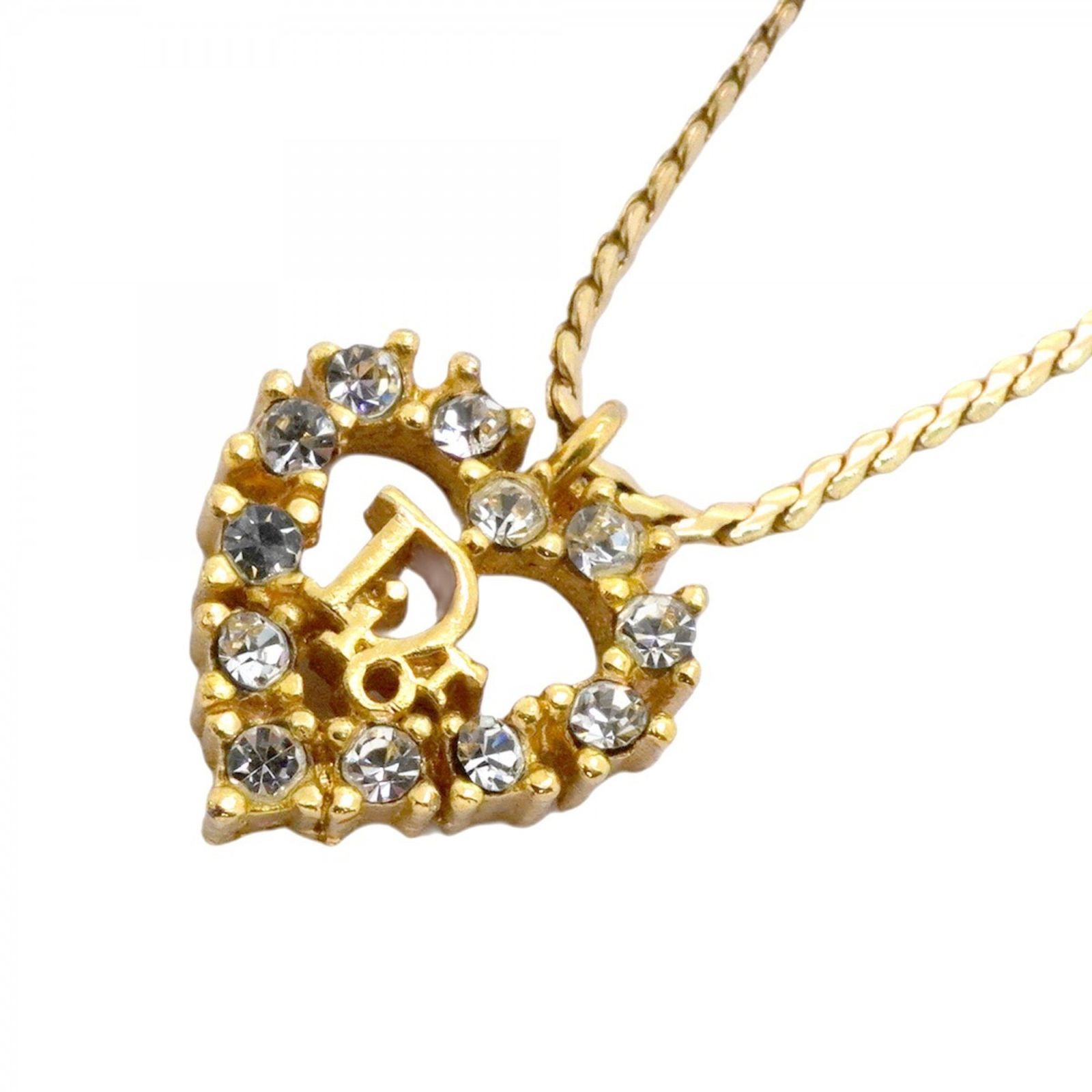 クリスチャン ディオール Christian Dior クリスチャンディオール ネックレス ディオール ハートモチーフ GPメッキ ラインストーン ゴールドレディース