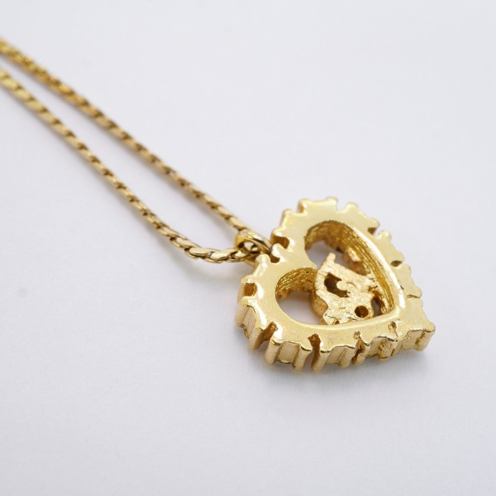 クリスチャン ディオール Christian Dior クリスチャンディオール ネックレス ハートモチーフ GPメッキ ラインストーン ゴールドレディース