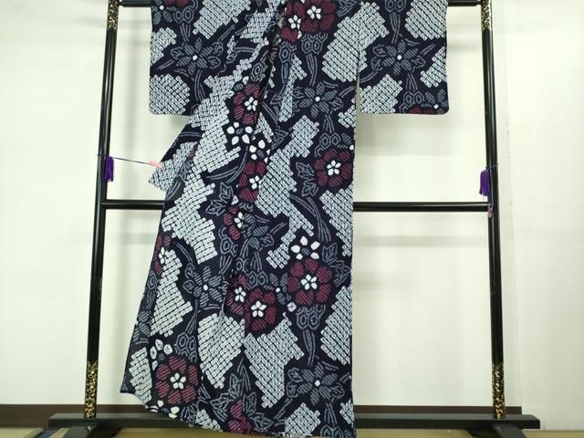 平和屋着物 上 夏物 浴衣 有松鳴海絞り 舞花文 綿 kh 5