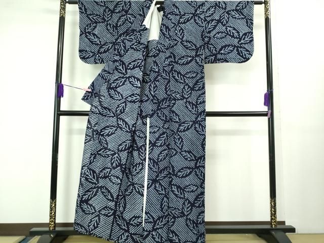 平和屋着物 上 夏物 浴衣 有松鳴海絞り 草葉文 綿 kh 5