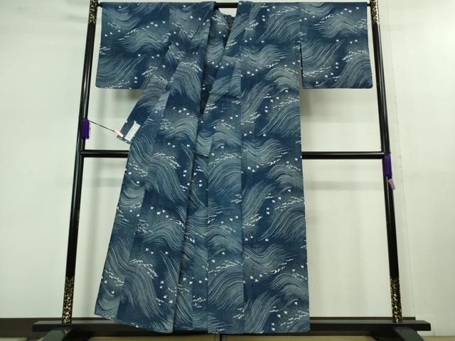 平和屋着物 上 夏物 竺仙 綿 浴衣 立波に千鳥 kh 5