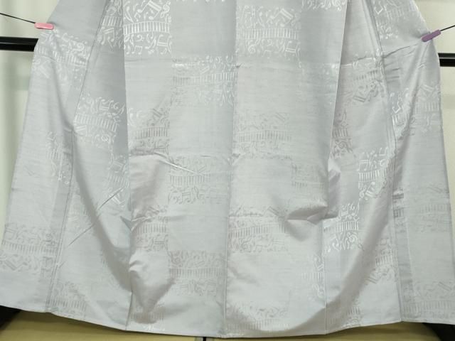 平和屋着物■極上　桐生織　影絵織彩紬　単衣　音符　ピアノ　薄葡萄色地　泉織物謹製　証紙付き　逸品　DZAB1117kh5 平和屋着物□極上 桐生織 影絵織彩紬 単衣 音符 ピアノ 薄葡萄色地 泉