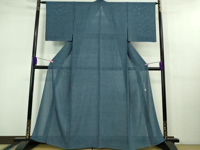 平和屋着物 上 夏物 伝統工芸士 保科土山 江戸小紋 絽 霰文 紺瑠璃色地 kh 5