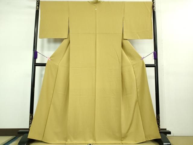 平和屋着物 上 色無地 芥子色 鬼しぼ縮緬 kh 5