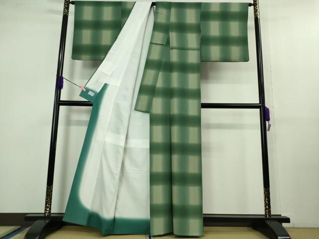 平和屋着物 上 洗える最 着物 英 はなぶさ謹製 小紋 格子 暈し染め kh 5