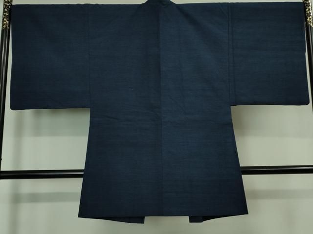 平和屋着物□極上 男性 結城紬 アンサンブル 長羽織 杢 紺青色 逸品 未