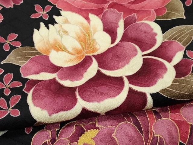  平和屋着物 上 振袖 刺繍 花蝶文 黒地 金彩 s 5 振袖 着物