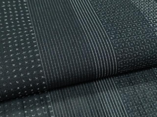  平和屋着物 上 夏物 夏結城 100亀甲 間道 黒地 証紙付き s 5 紬 着物