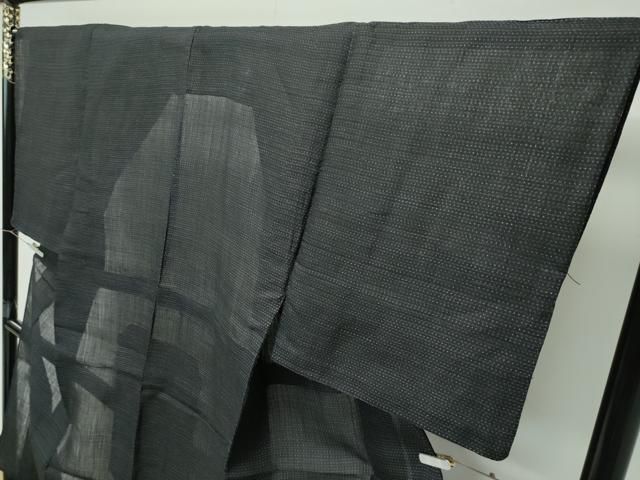 平和屋着物□極上 男性 夏物 石川県指定無形文化財 能登上布 濃紺地 本  