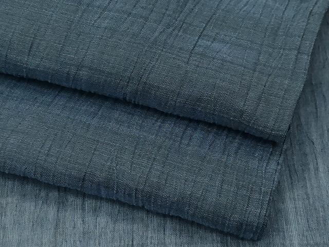 平和屋着物 上 男性 夏物 本場小千谷ちぢみ 色無地 錆鉄御納戸色 麻 CZAA4030s5