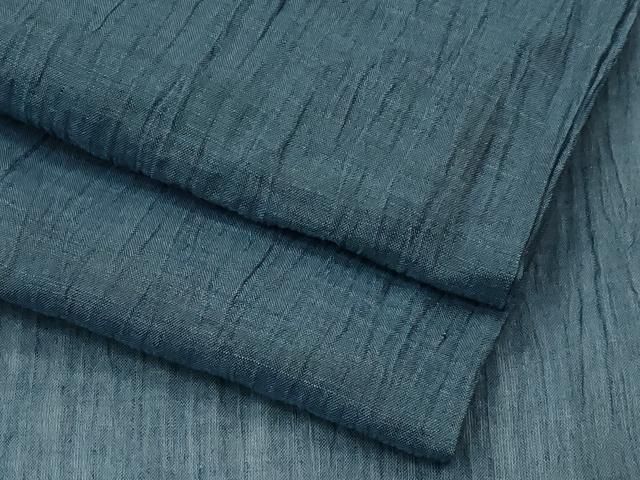 平和屋着物 上 男性 夏物 本場小千谷ちぢみ 色無地 錆鼠色 麻 s 5