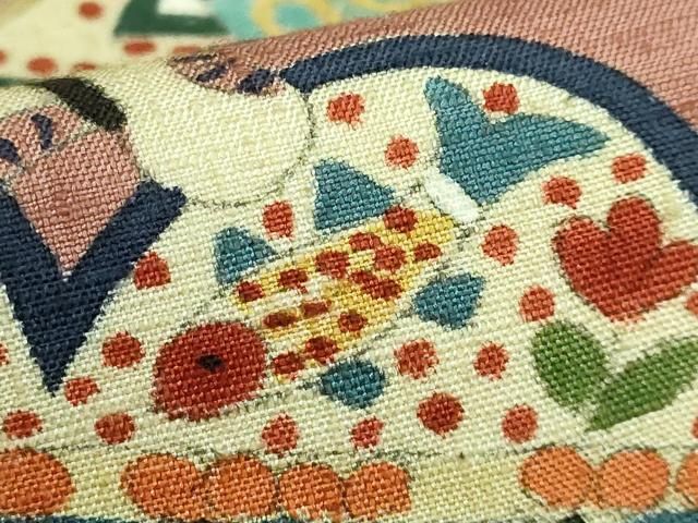  平和屋着物 上 九寸名古屋帯 紬地 雪輪吉祥文 源氏香 黒緑色地 kh 5 名古屋帯 帯