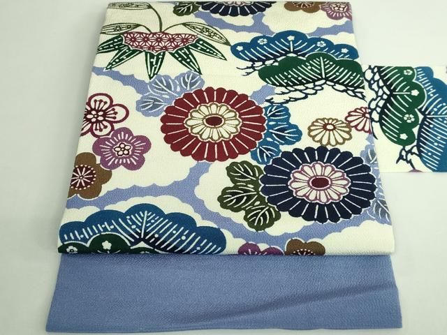 平和屋着物□極上 和染紅型 栗山紅型 栗山吉三郎 九寸名古屋帯 雲取り