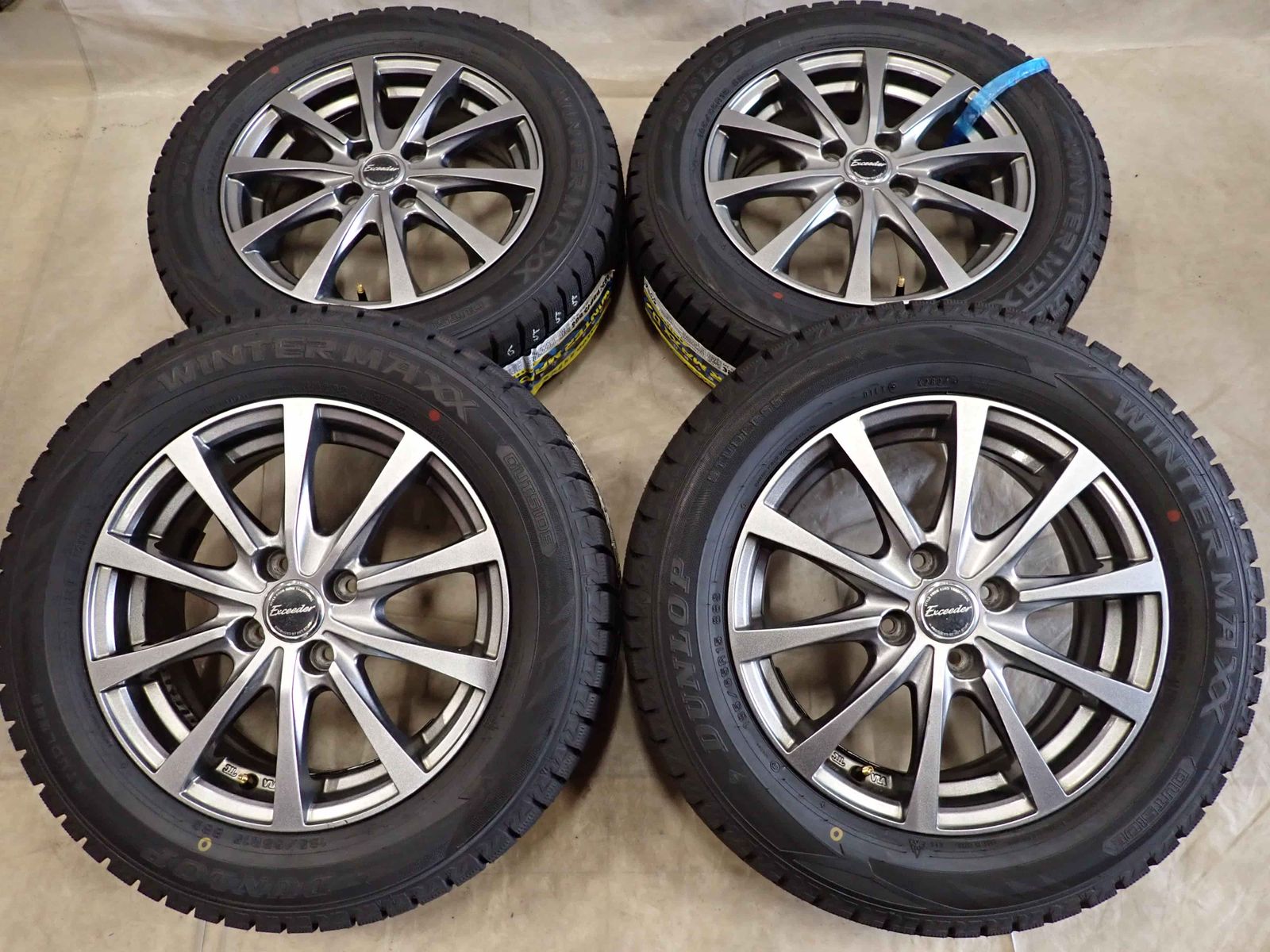  冬4本 製 会社宛 185 65 R 15 5 J 88 S ダンロップ WINTER MAXX WM 02 アルミ フリード ノート MAZDA 2 デミオ NO D 6555 15インチ タイヤ ホイールセット