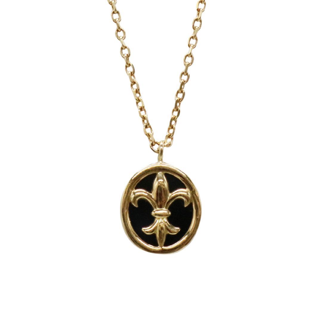 K 18 YG オニキス ユリ ネックレス ユニセックス JD SHE 2135 1