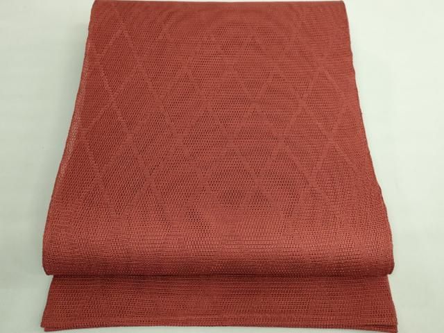 平和屋着物 最 夏物 人間国宝 俵屋17代目 喜多川平朗 羅 有職織物 六通柄袋帯 錆朱色地 松坂屋扱い たとう紙付き kh 5