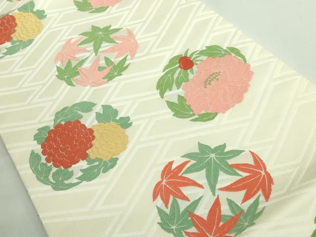 平和屋着物 上 俵屋 人間国宝 喜多川平朗 有職織物 九寸開き名古屋帯 唐織 花丸文 たとう紙付き kh 5