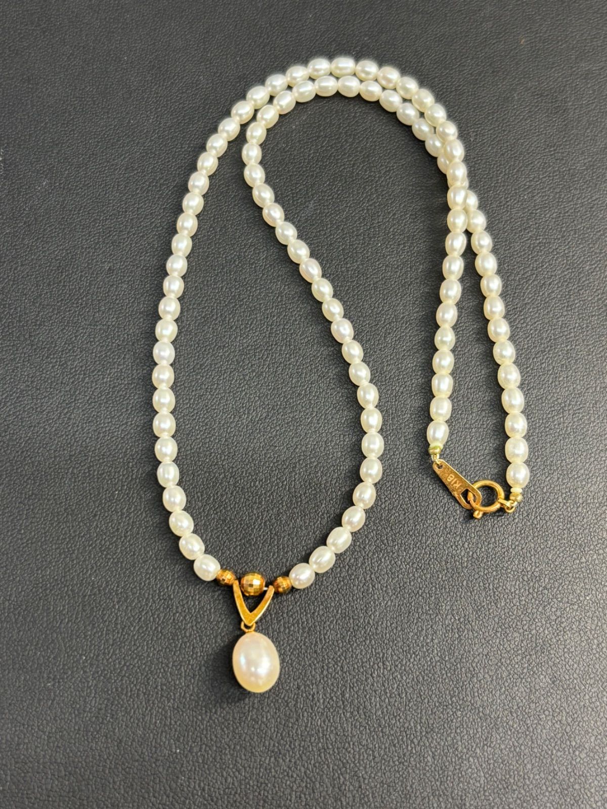 K18 淡水パール ネックレス 9g 43cm レディース