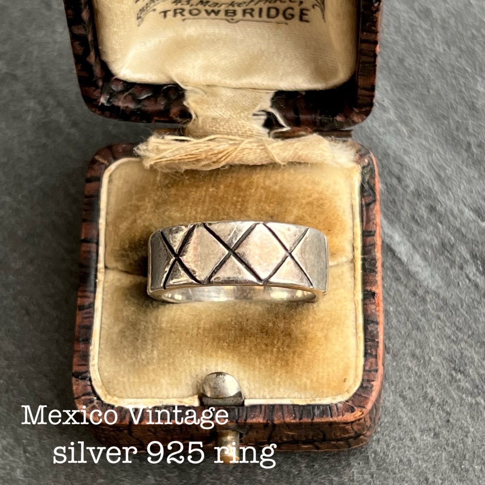 メキシコ製 シルバー925 リング ヴィンテージ 幾何学模様 バンドリング