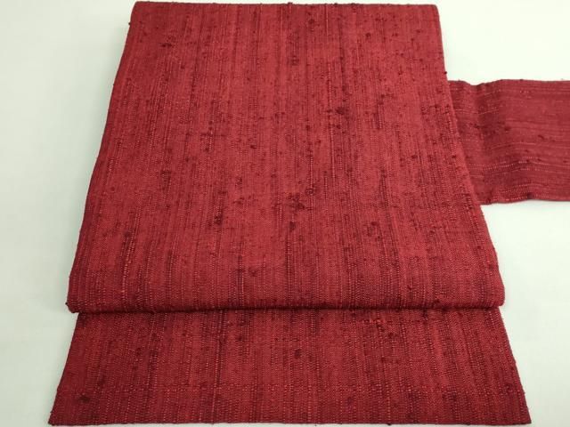 平和屋着物■極上　浦野理一　経節紬　九寸名古屋帯　茜色地　逸品　DZAB1268kh5 平和屋着物□極上 浦野理一 経節紬 九寸名古屋帯 茜色