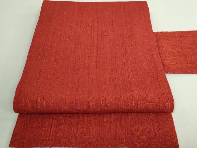 平和屋本店■極上　浦野理一　経節紬　九寸名古屋帯　照柿色地　逸品　DZAB1252kh5 平和屋本店□極上 浦野理一 経節紬 九寸名古屋帯 照柿色地 逸品