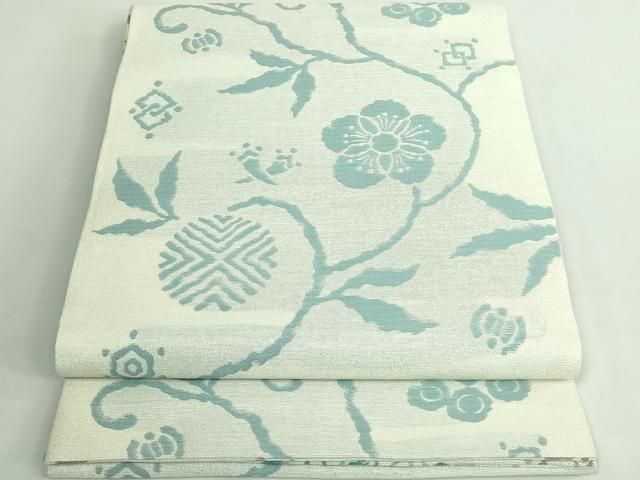  平和屋着物 上 両面 全通柄 本袋帯 花唐草 笹蔓緞子 kh 5 袋帯 帯