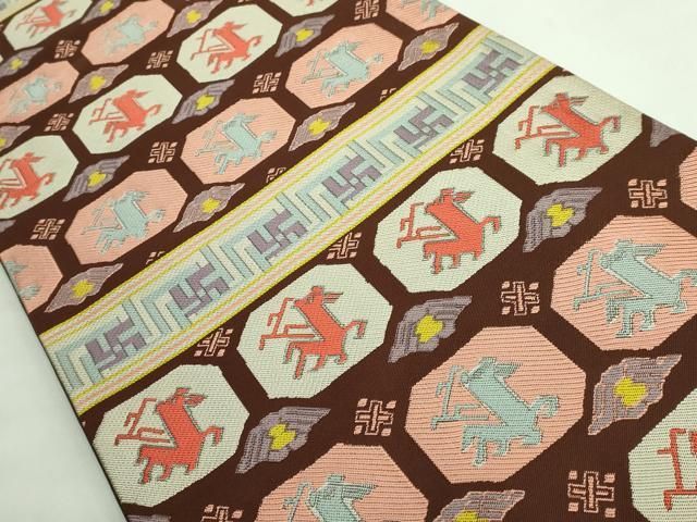 平和屋着物 上 龍村晋謹製 全通柄袋帯 名物有栖川馬手錦 kh 5