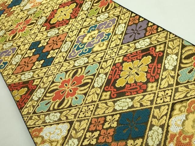平和屋着物 上 西陣 川島織物 六通柄 本袋帯 唐織 花菱文 金糸 kh 5