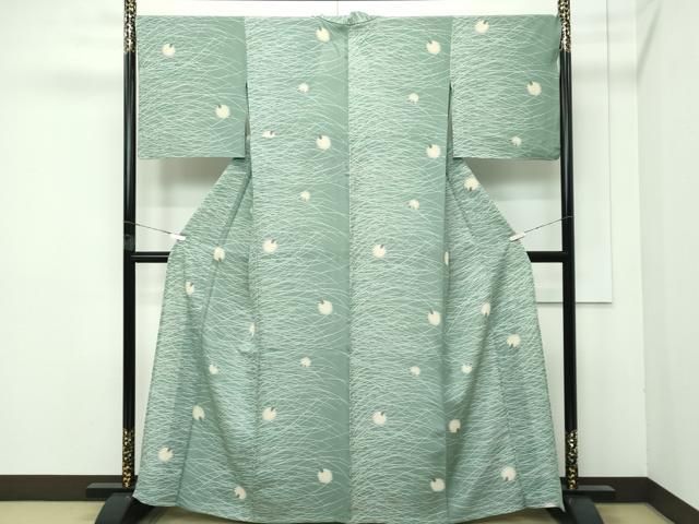 平和屋着物 上 夏物 小紋 絽 蛍暈し 蛍芝草文 老竹色地 s 5