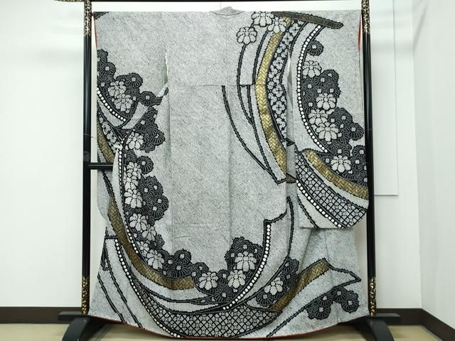 平和屋着物 上 振袖 総絞り 熨斗菊文 黒地 金彩 やまと誂製 s 5