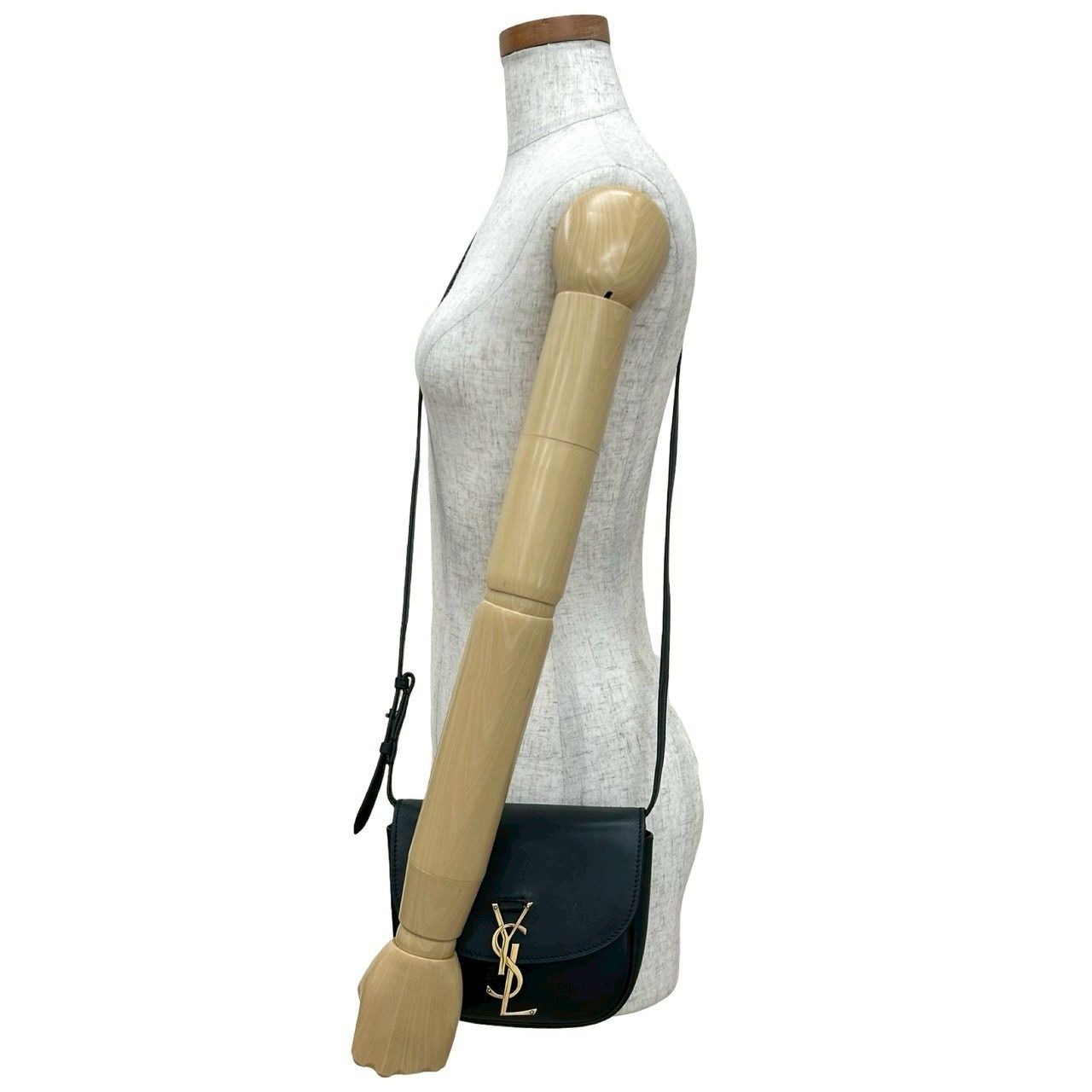 袋付 SAINT LAURENT PARIS サンローランパリ カイア スモール YSL ロゴ 金具 カーフ レザー ミニ ショルダーバッグ ブラック 25151