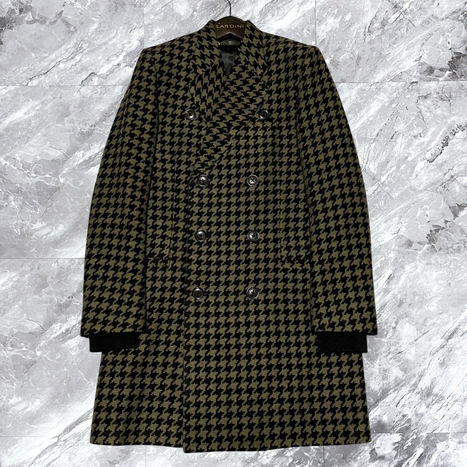 L ポールスミス コート ロング シルク ウール 千鳥格子 白 黒 チェスター 未使用級 Paul Smith ポールスミス チェスターコート ロングコート