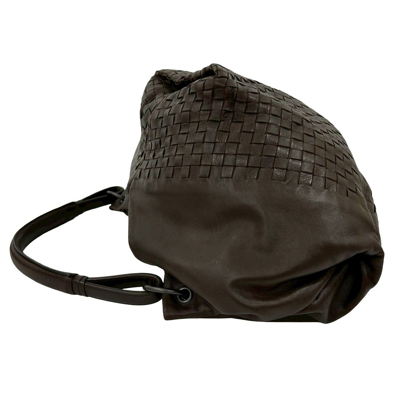  袋付き BOTTEGA VENETA ボッテガヴェネタ イントレチャート レザー 本革 セミ ワン ショルダーバッグ トートバッグ ブラウン 46140 ショルダーバッグ ショルダーバッグ