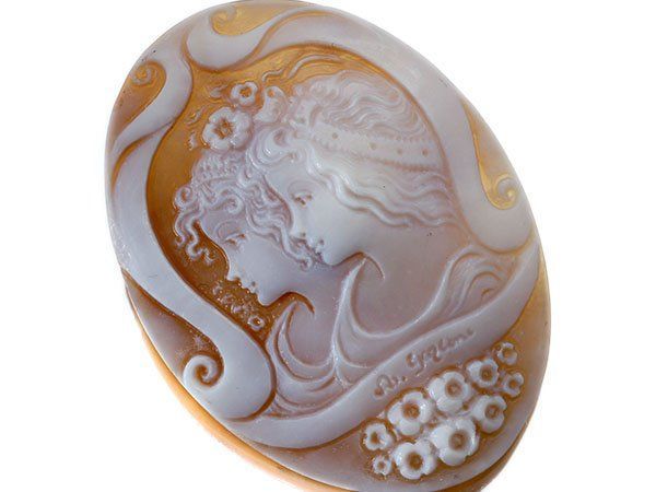 超大型 シェル カメオ ルース アクセサリー ジュエリー 作者不明 刻印