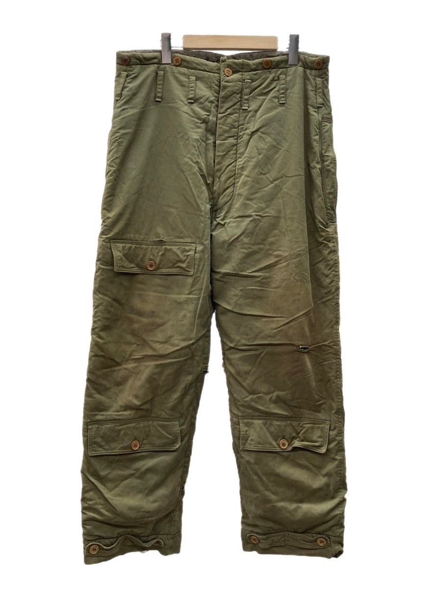 ミリタリー Military 40s 40年代 USAF アメリカ軍 TYPE A-9 フライトパンツ アルパカライナー 黒タグ ワンポイント カーゴパンツ カーキ サイズ40 104MB-365