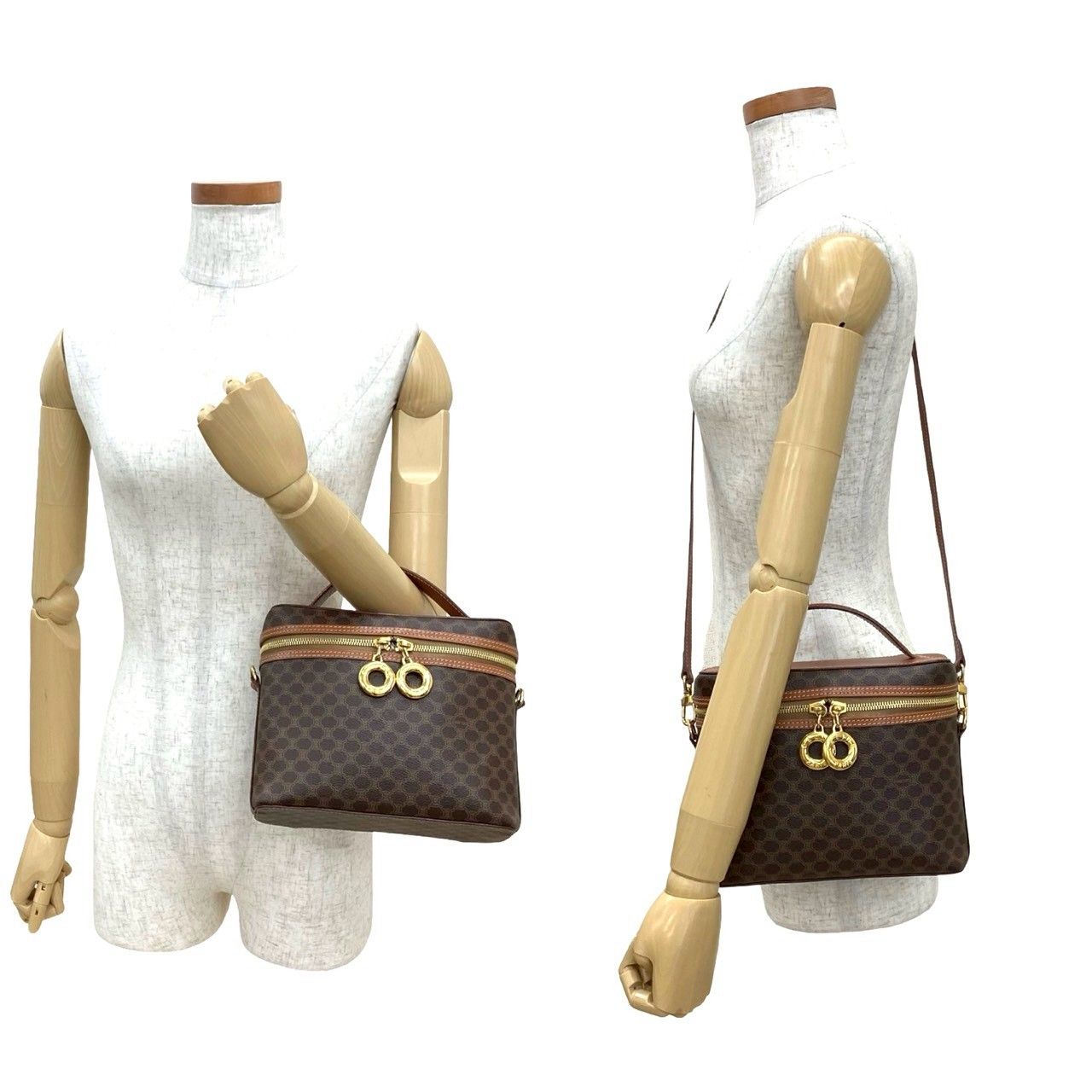 CELINE セリーヌ マカダム ブラゾン トリオンフ 柄 サークルロゴ 金具 レザー 2way ハンドバッグ ショルダーバッグ ブラウン 56170