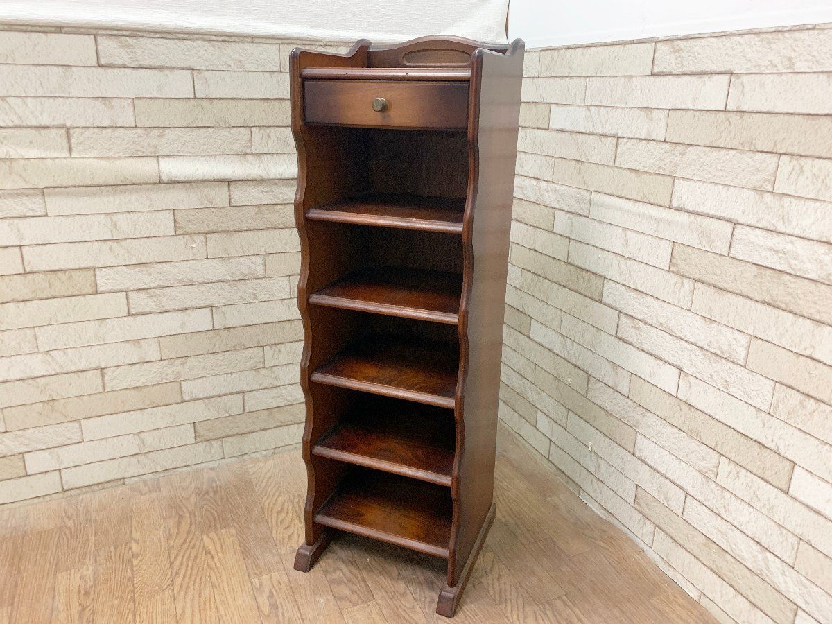 ヨシムラ シューズラック スリッパラック 靴箱 飾り台 棚 昭和レトロ 木製 引き出し付き 5段 収納 ヴィンテージ 畑1151