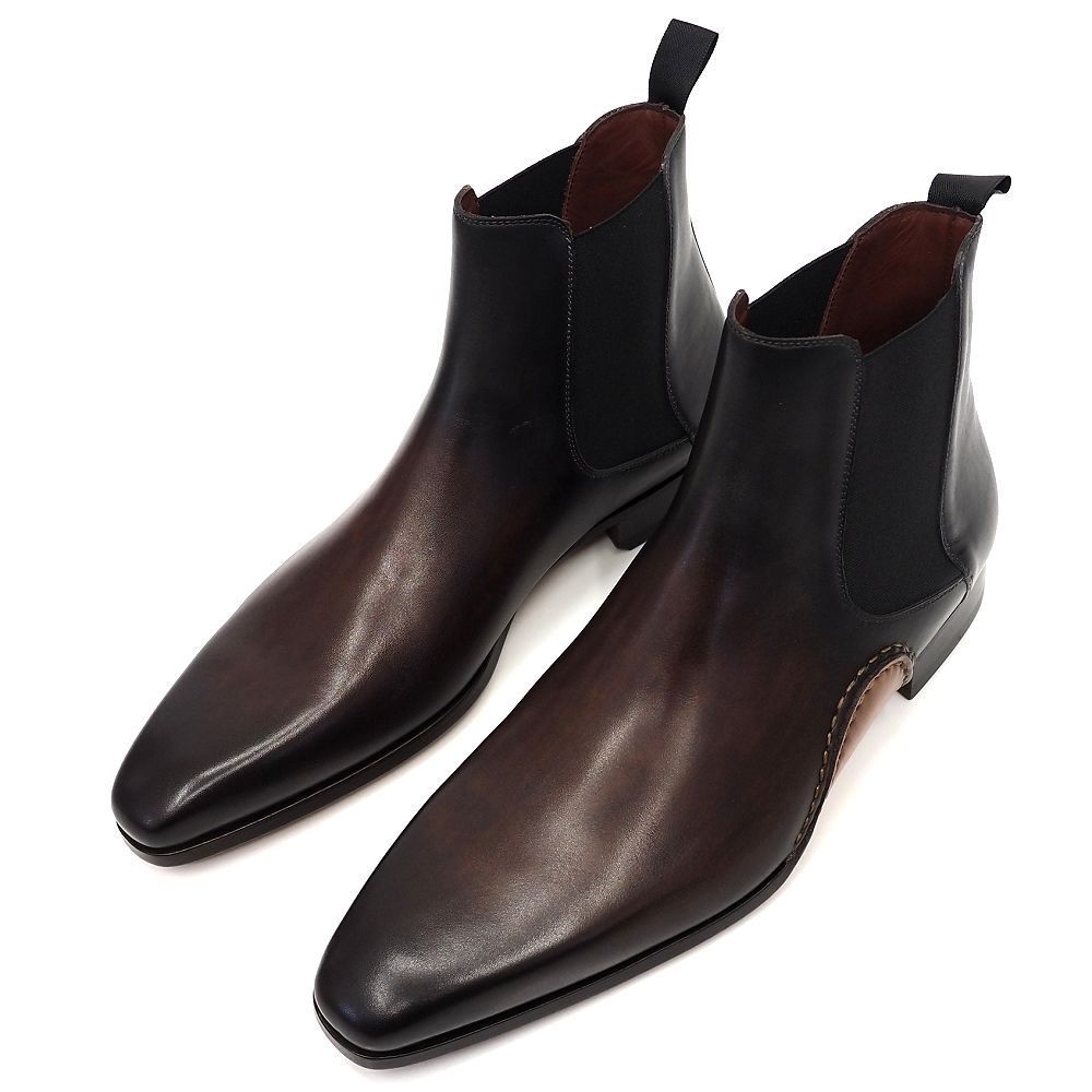 MAGNANNI オパンカ製法 レザーブーツ サイズ 43 ブラウン グレー パティーヌ サイドゴア マグナーニ メンズ 5L K06157 KOV10