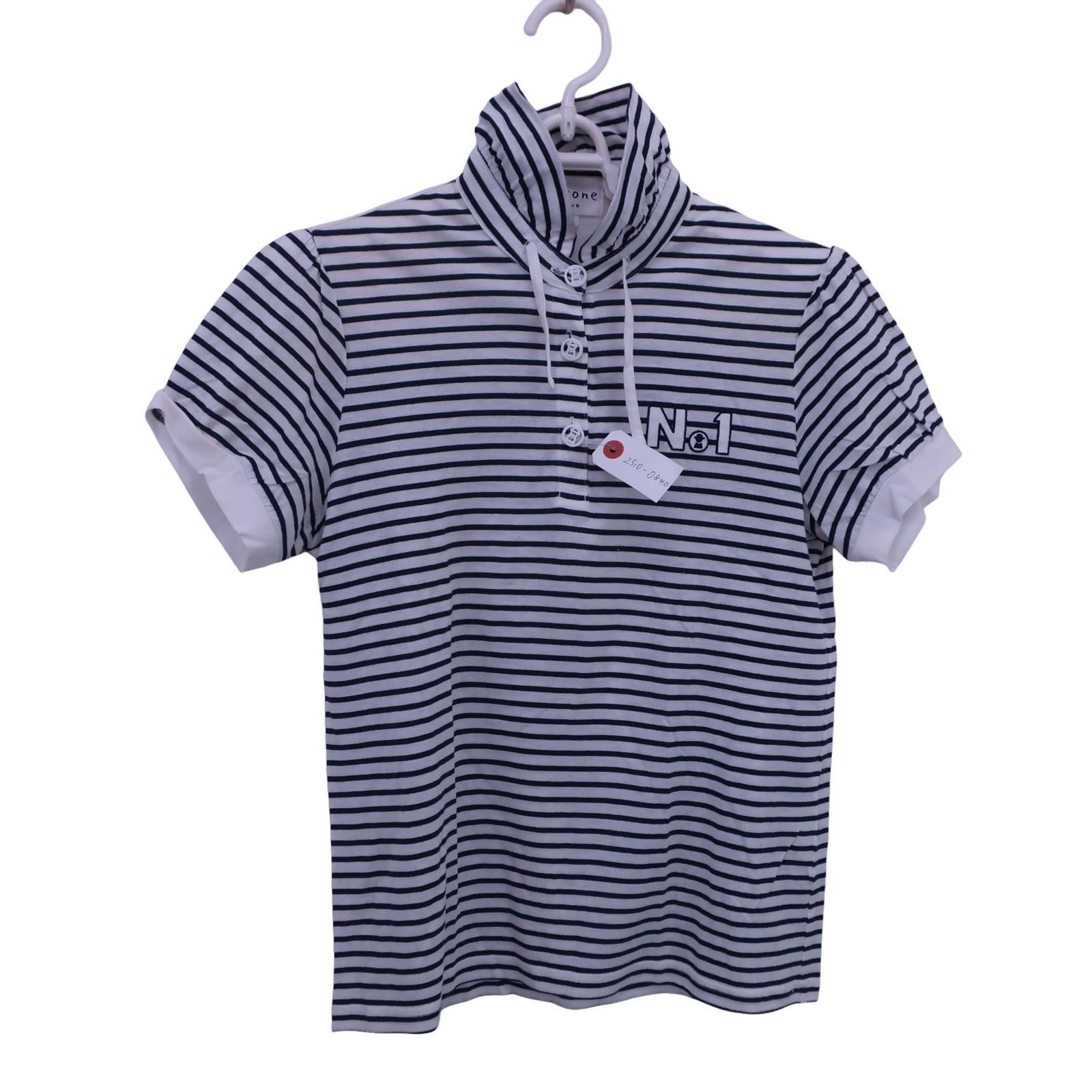 美品】PICONE CLUB(ピコネクラブ) ポロシャツ 白ネイビーボーダー