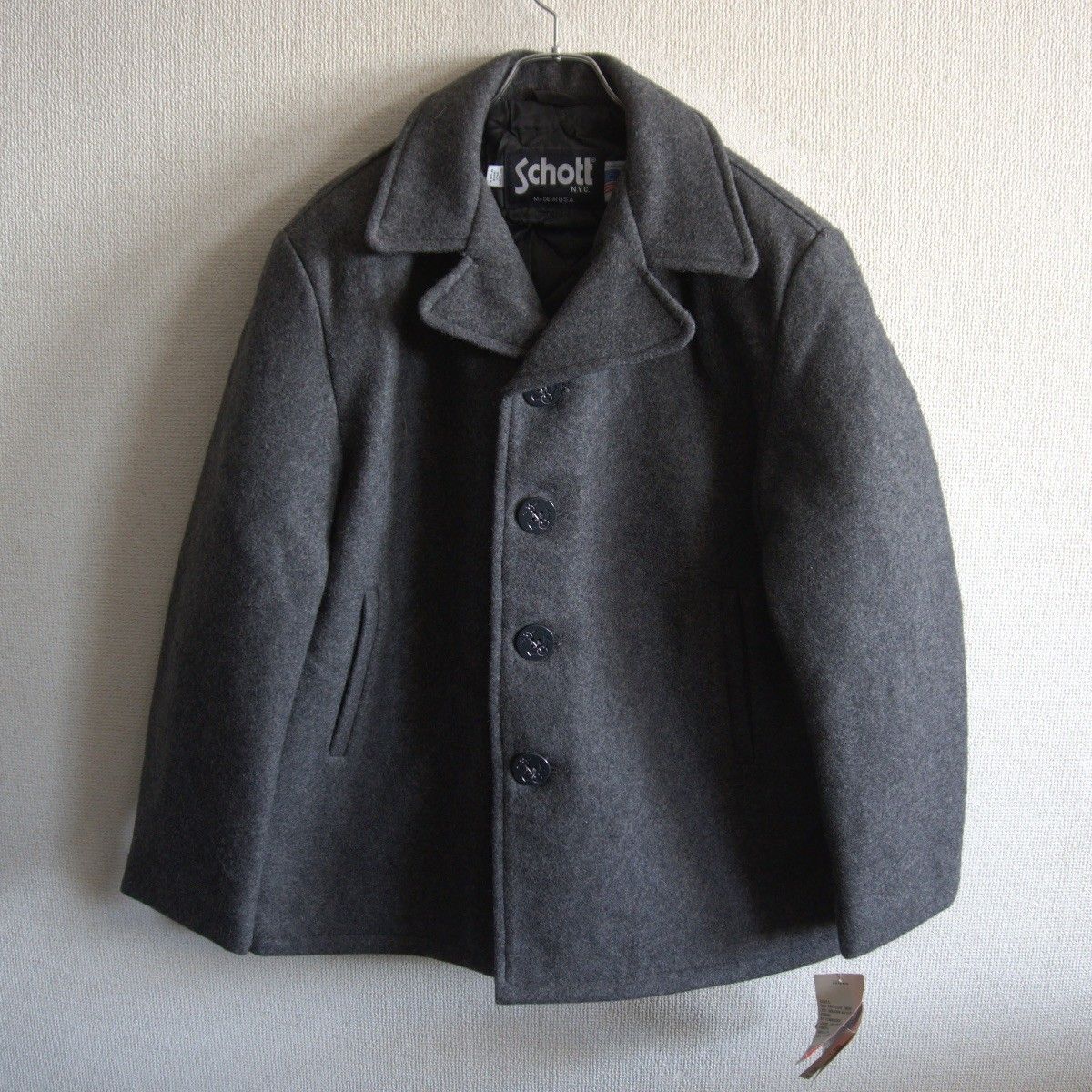 SCHOTT 736A シングル ピーコート M グレー アメリカ製 ショット 25110174