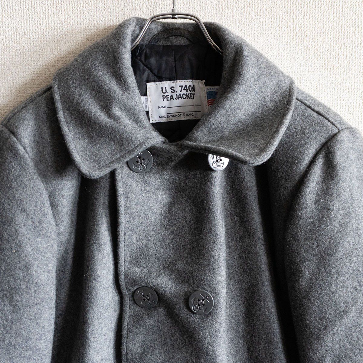 SCHOTT 740 ウール ピーコート M グレー アメリカ製 ショット 25110164