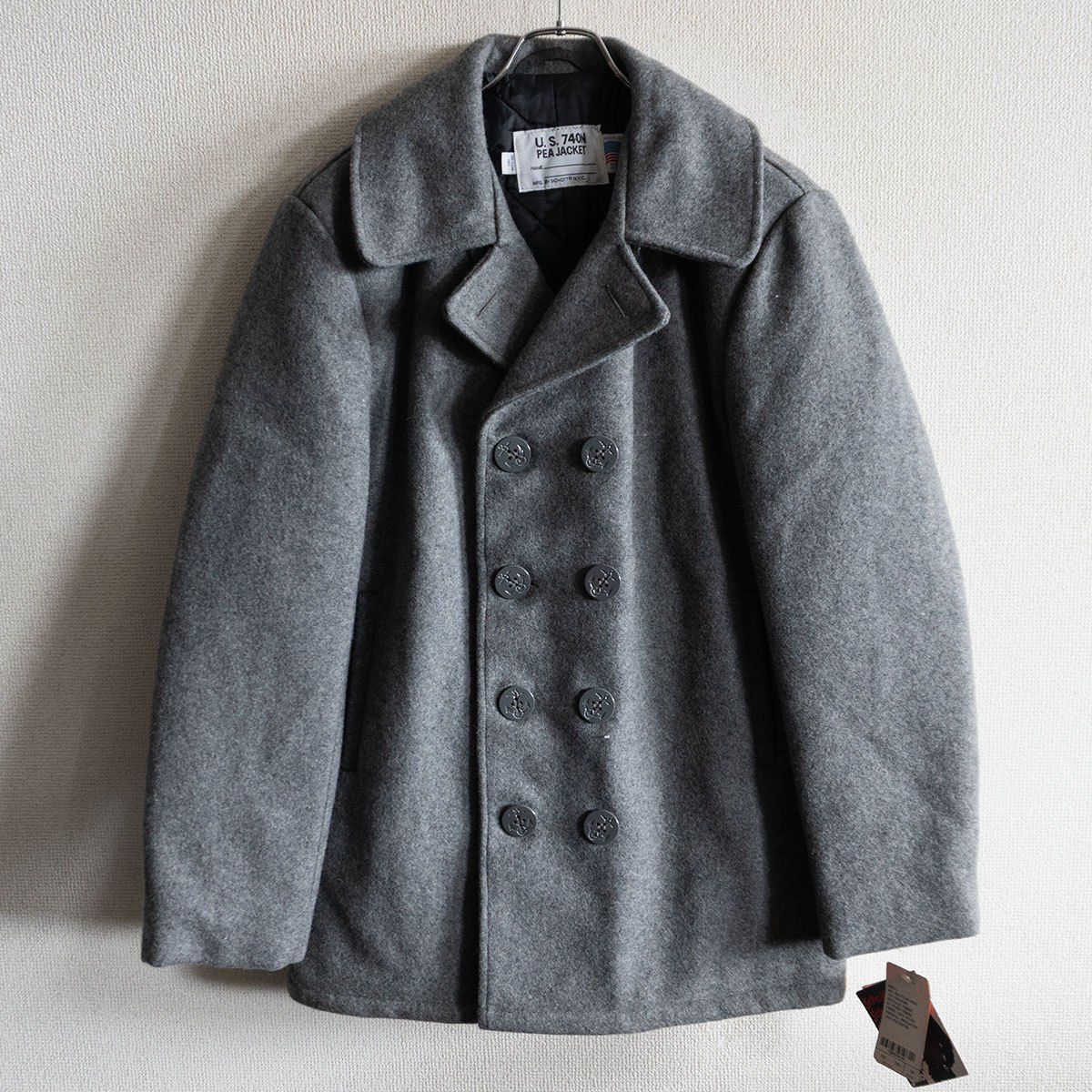 SCHOTT 740 ウール ピーコート M グレー アメリカ製 ショット 25110164