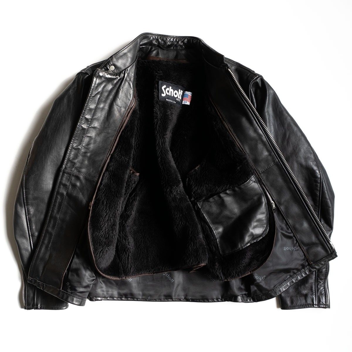 美品】SCHOTT【641/シングルライダースジャケット】38 ボアライナー