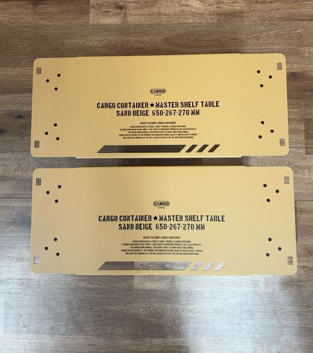 展示 CARGO CONTAINER マスターシェルフテーブル ベージュ 2台セット アルミ製 軽量 ローテーブル 2段シェルフ