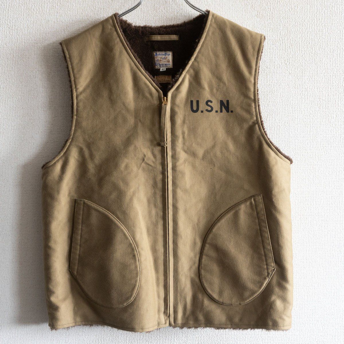 リアルマッコイズ　デッキベスト 極美品 リアルマッコイズ アルパカベスト デッキベスト カーキ