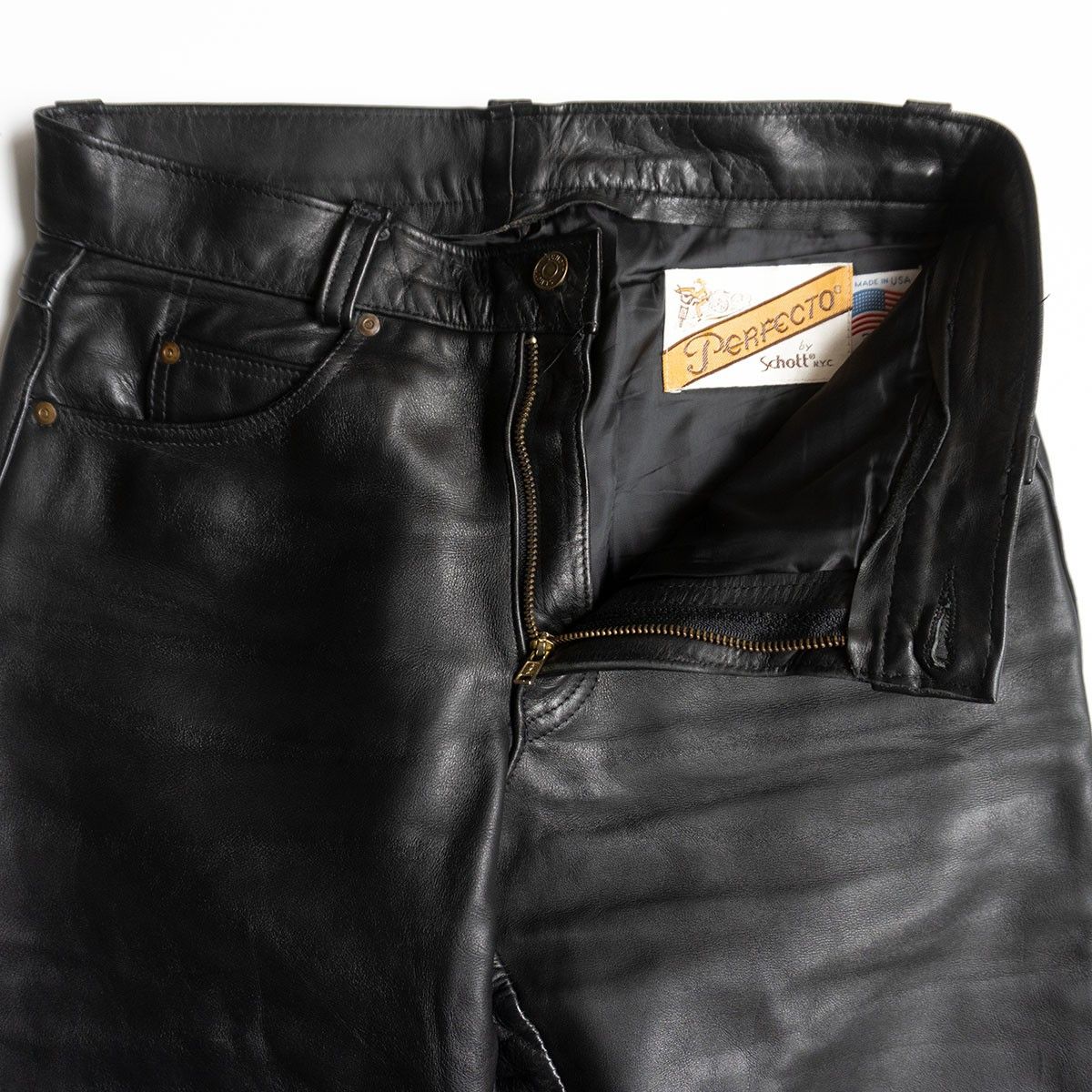 美品】SCHOTT【レザーパンツ】32 ブラック USA製 SCHOTT 25110167