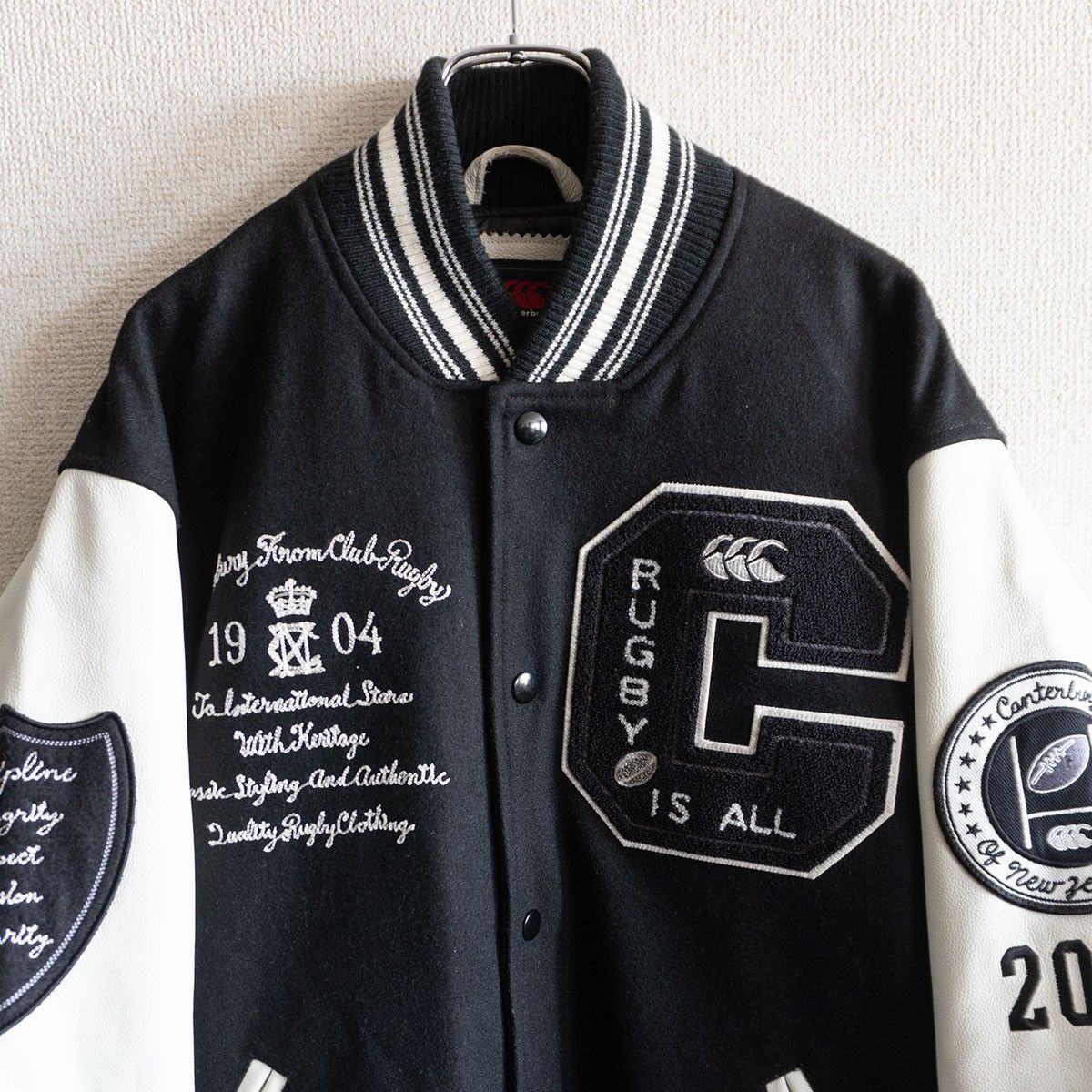 雰囲気抜群】CANTERBURY【フルデコ レザー スタジャン】XL ウール